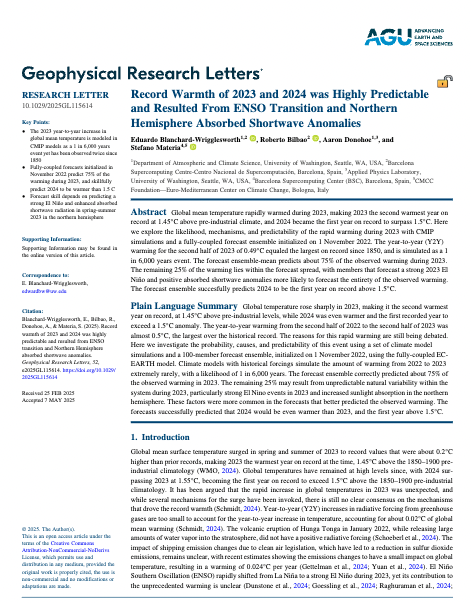 Record Warmth of 2023 and 2024 was Highly Predictable and Resulted From ENSO Transition and Northern Hemisphere Absorbed Shortwave Anomalies