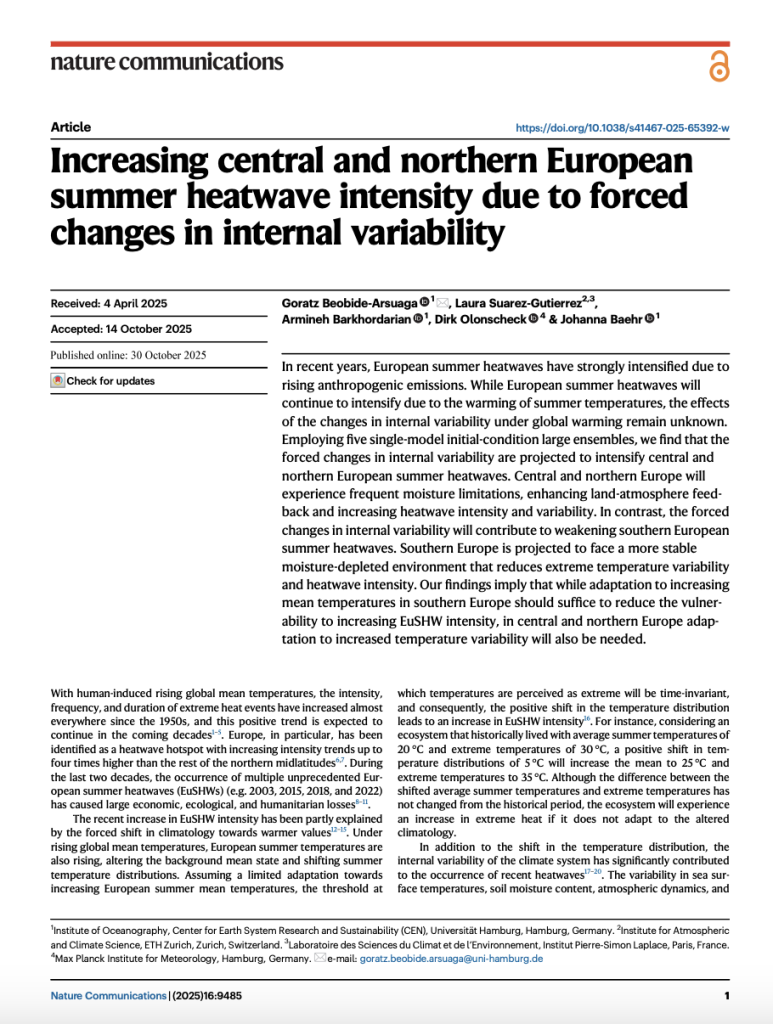 Increasing central and northern European summer heatwave intensity due to forced changes in internal variability